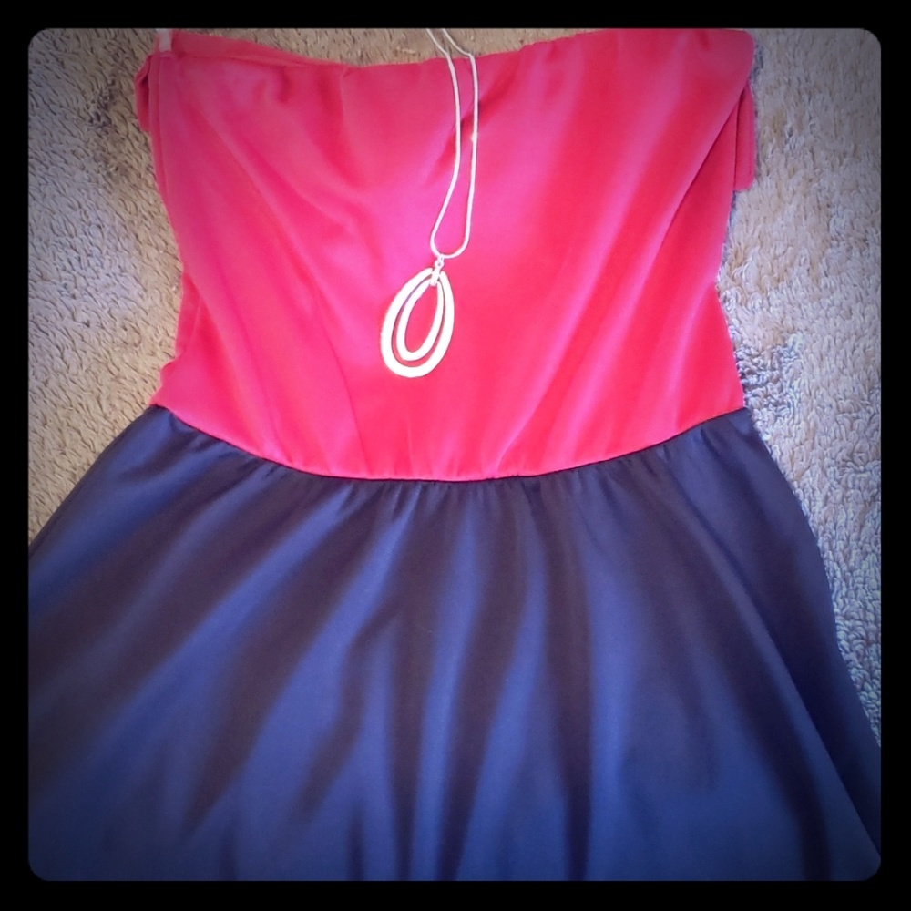 Strapless, open back cocktail dress